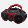 Lecteur CD stéréo portable JENSEN® avec radio AM / FM stéréo – noir avec bordure rouge